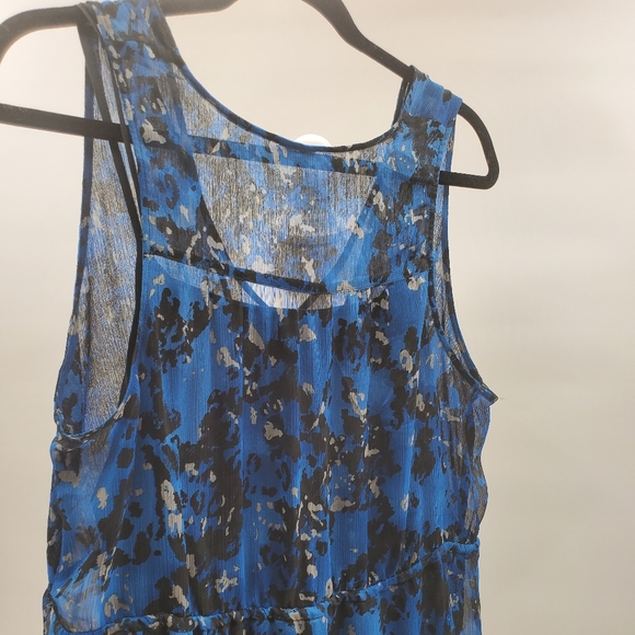 Converse XL Sheer Sheath Blue Black Print Dress - Picture 5 of 7